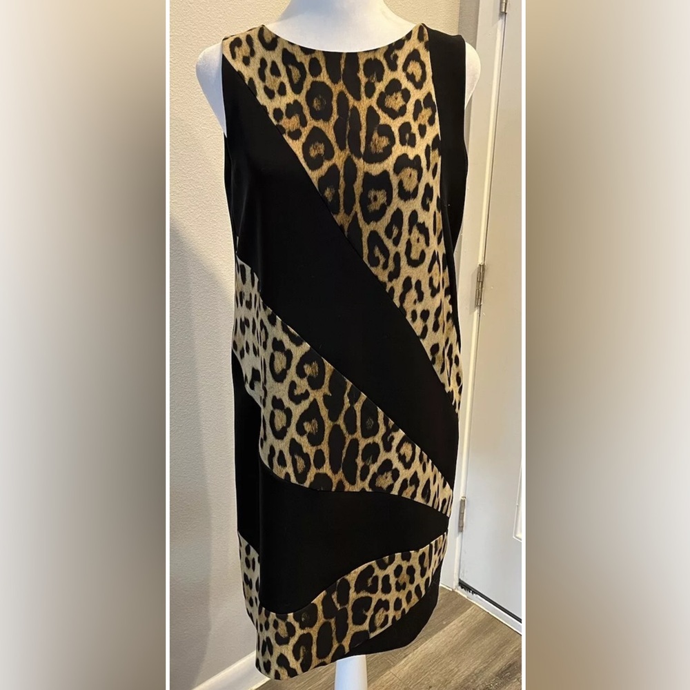 Vtg 90’s Y2K Moschino Cheap Chic Leopard Print Shift Dress Us 8 42